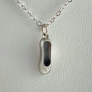 New Ballet Slipper Pendant Necklace, Antique Silver, Dancer Necklace, Recital